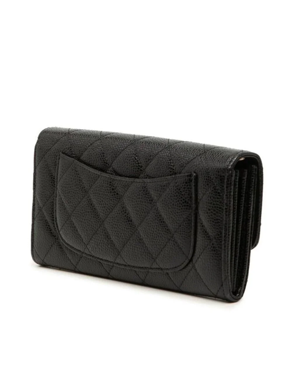 Chanel Quilted CC Logo Wallet Black Caviar Leather